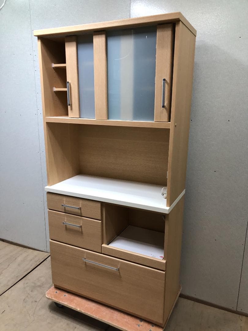 ニトリ 食器棚 RIPE-90KBS キッチン・レンジボード　250329-1