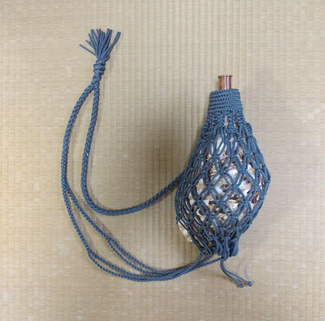 法螺貝　袋　中　ブルーグレー　七宝編み