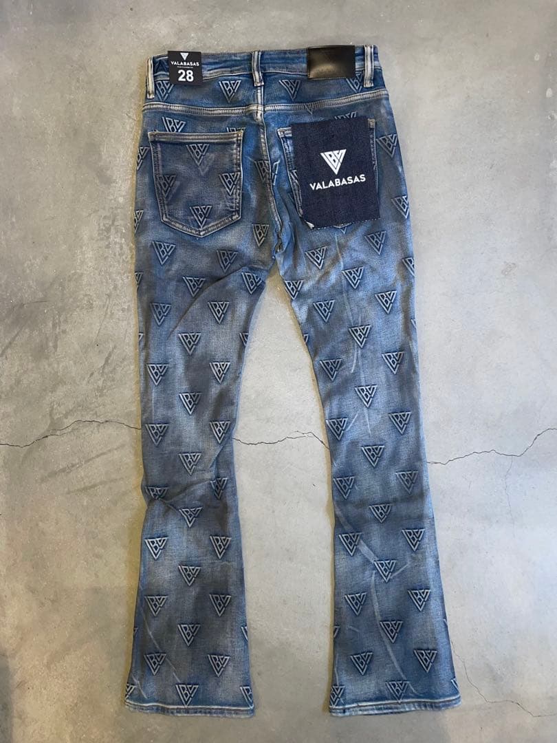 VALABASAS バラバサス モノグラムスキニーフレアデニム 28 ラスト一点
