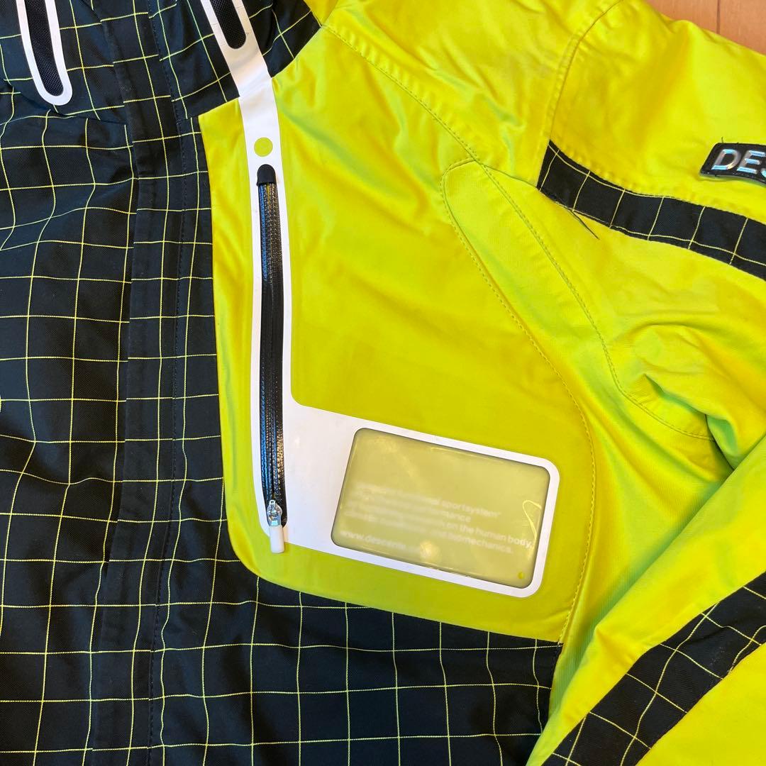 DESCENTE スキーウェア チェック柄 イエロー/ブラック