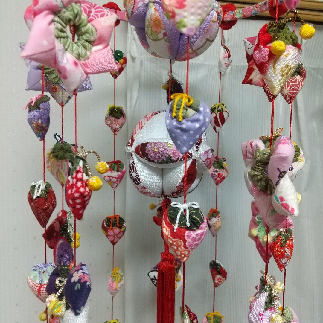 10連 102個 艶やか♪華やか♪ちりめん細工 つるし飾り 80cm