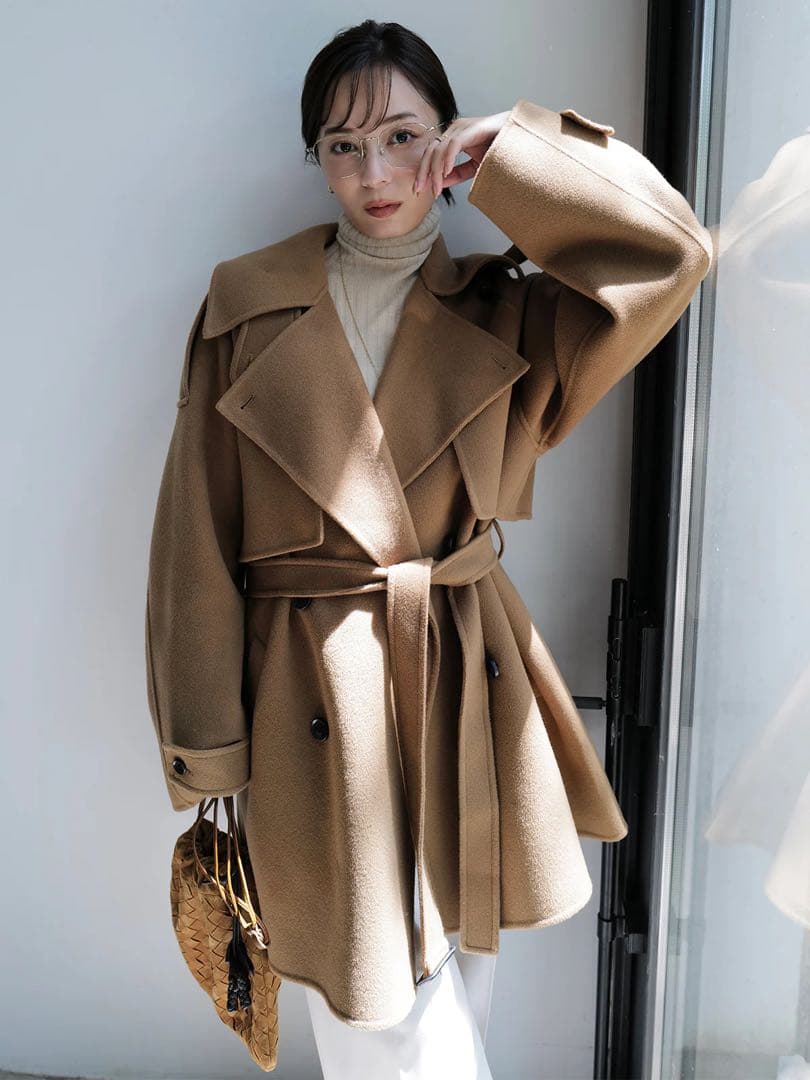 新品未使用 anuans リバーウールミドルトレンチコート　キャメル