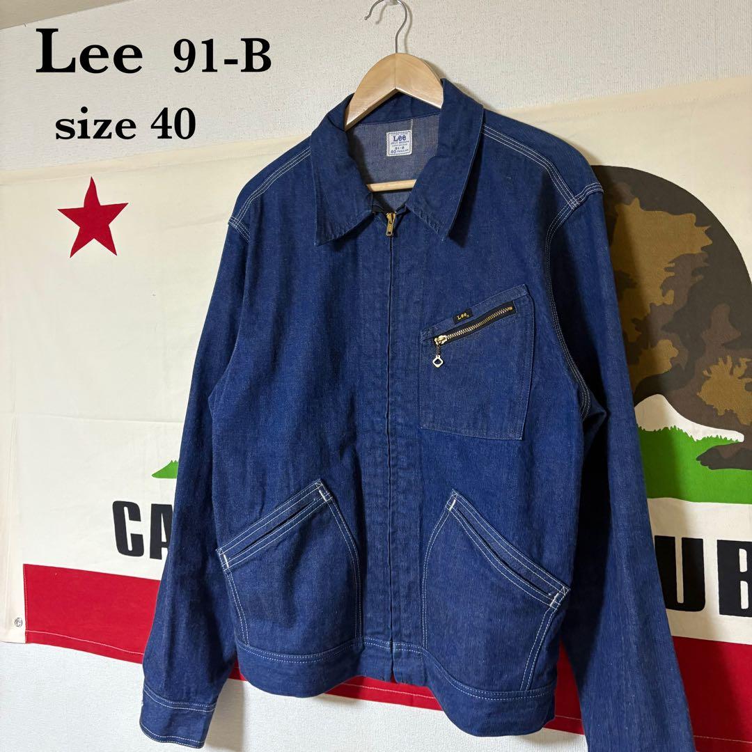Lee 91-B デニムジャケット L 真紺 TALONジップ 猫目ボタン
