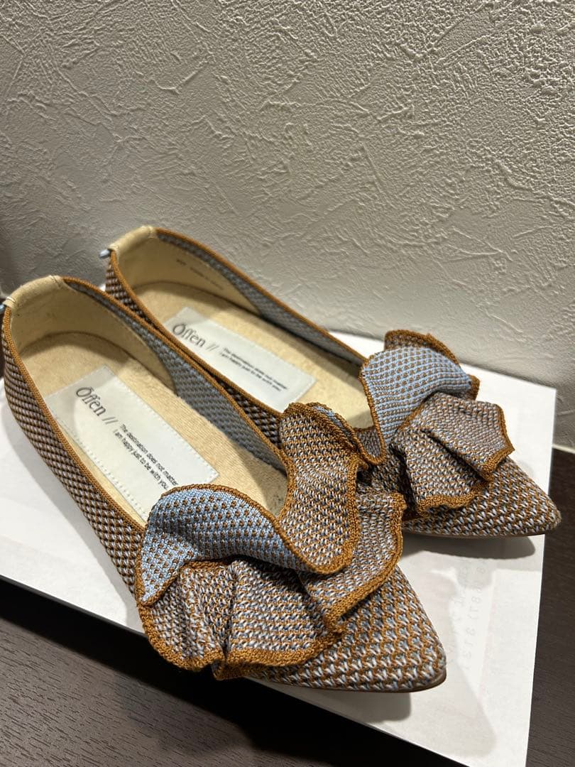 【美品】Offen pointed-FRIN / CAMEL & AQUA