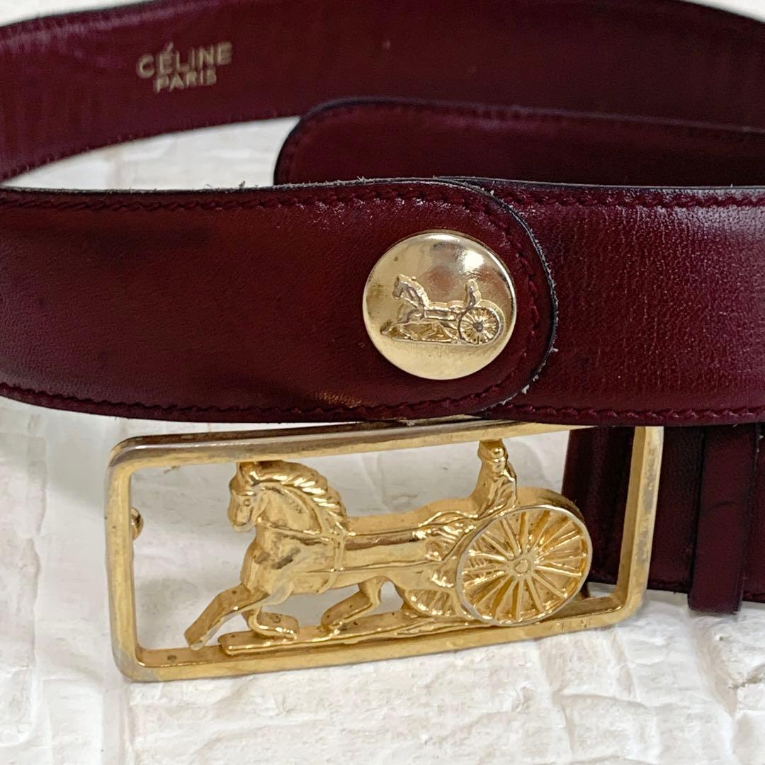 CELINE セリーヌ　ベルト　馬車　ボルドー