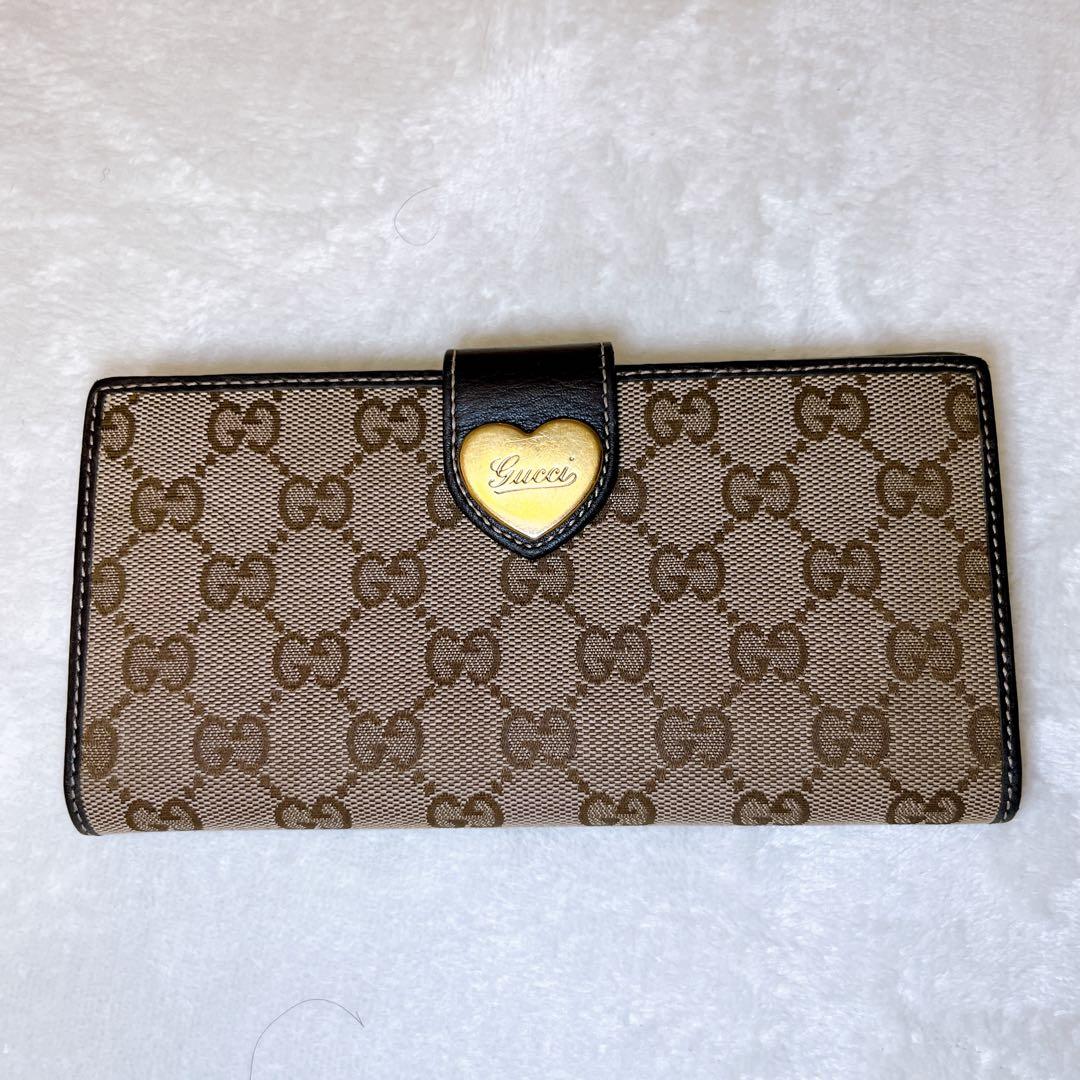 【極美品⭐︎】GUCCI 長財布 ラブリーハート GGキャンバス レザー ブラウン