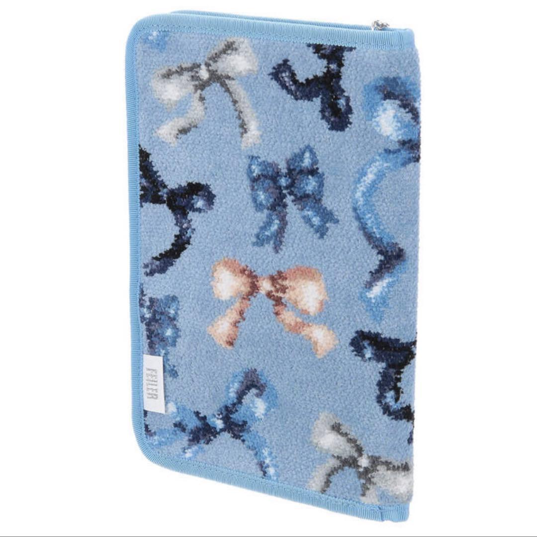 FEILER ライトブルー　リボン柄 マルチケース　母子手帳入れ