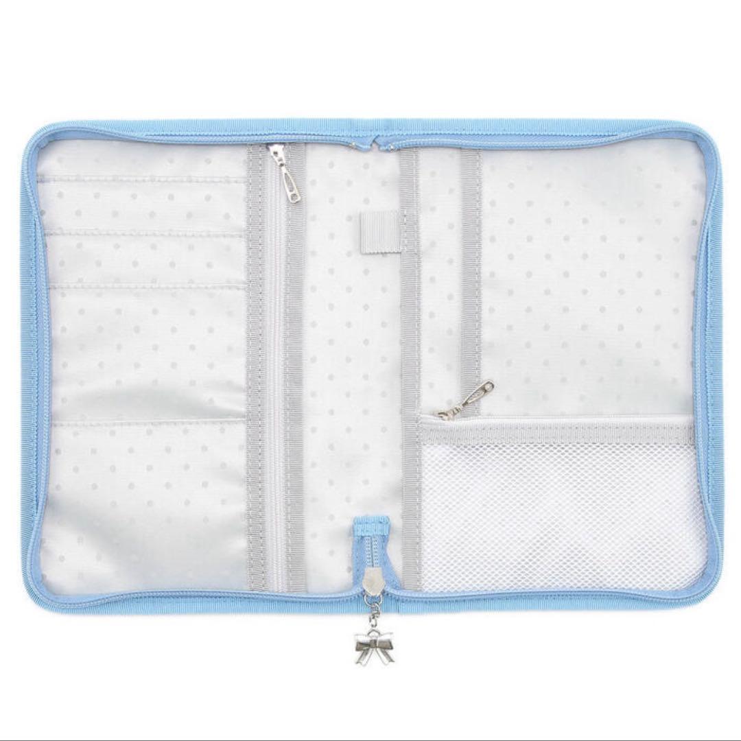 FEILER ライトブルー　リボン柄 マルチケース　母子手帳入れ