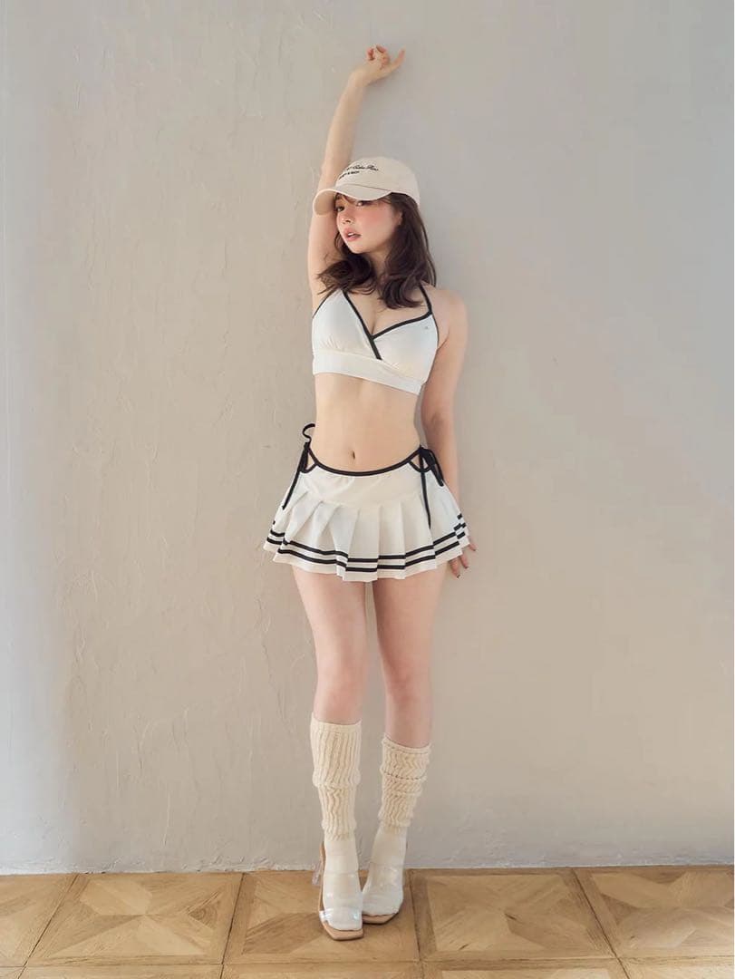 andmary Coco pleats swimwear white 新品