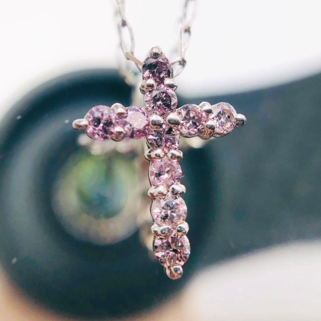 【超希少天然ピンクダイヤ★永遠の憧れ上品クロスモチーフ】ダイヤ ネックレス