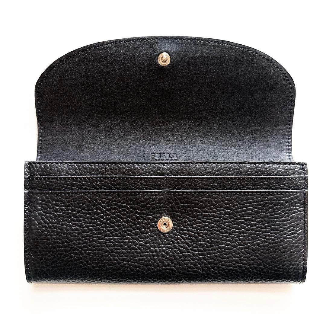 【訳あり・箱付き未使用品】フルラ　スリーク　フラップ式長財布　レザー　アーチロゴ