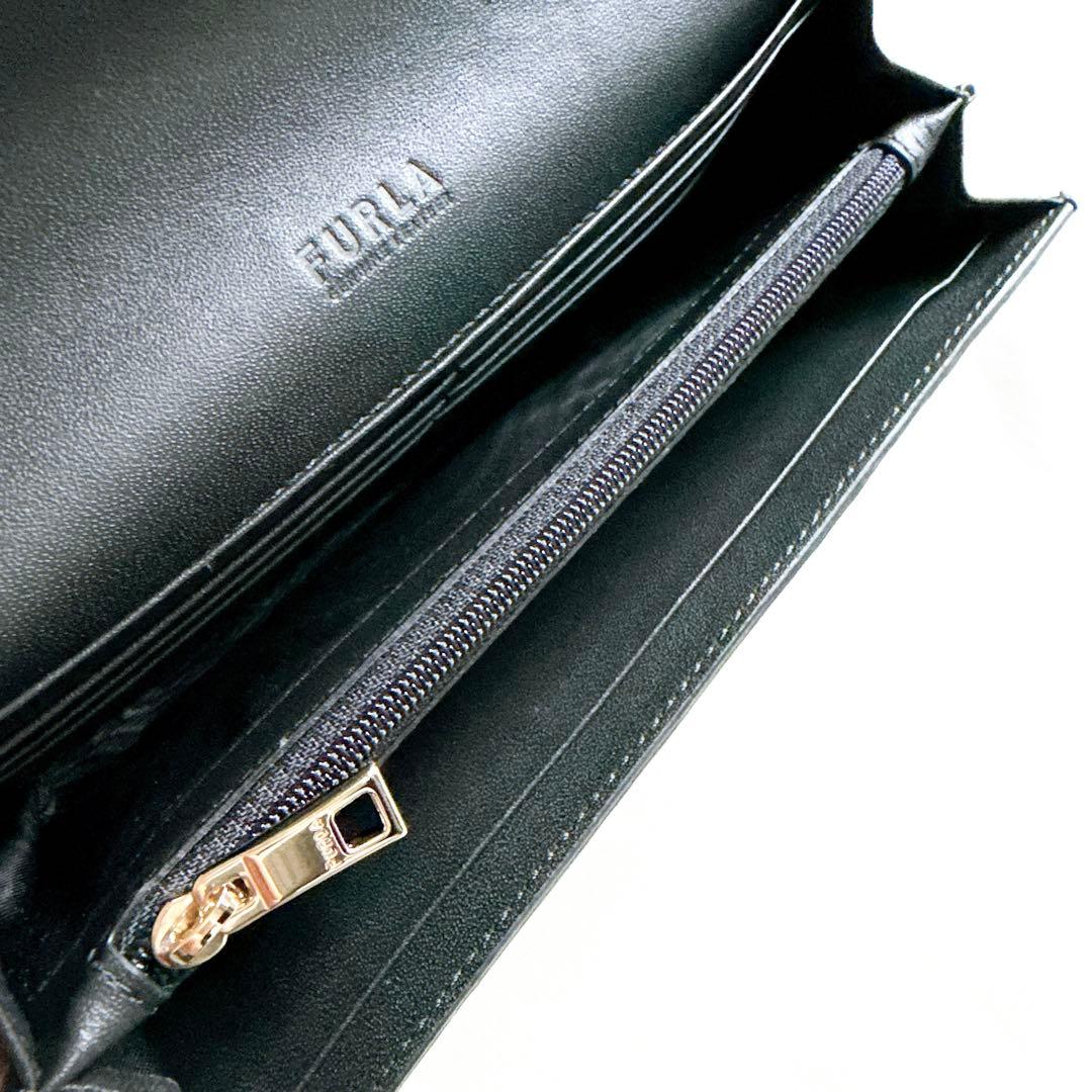 【訳あり・箱付き未使用品】フルラ　スリーク　フラップ式長財布　レザー　アーチロゴ