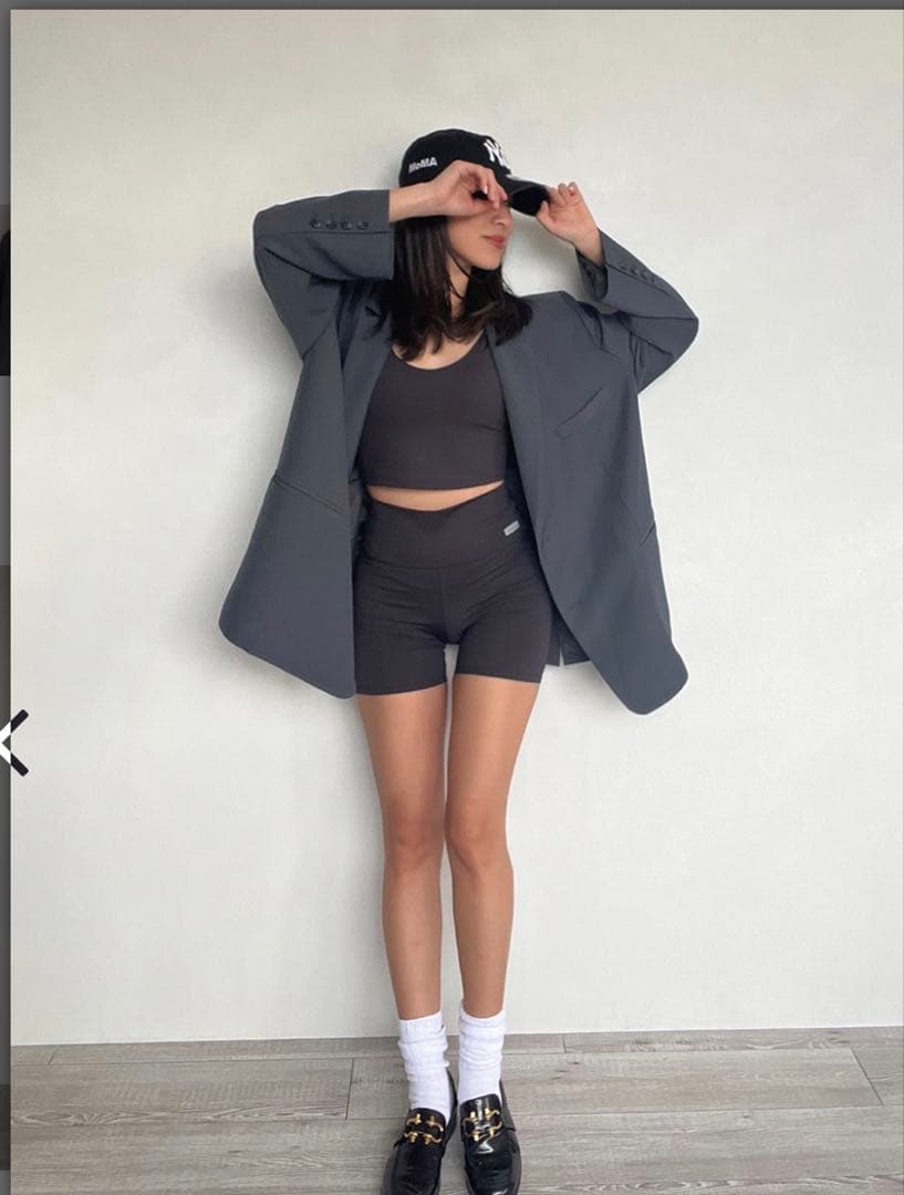 アリシアスタンウェルネス　グレー オーバーサイズ テーラードジャケット