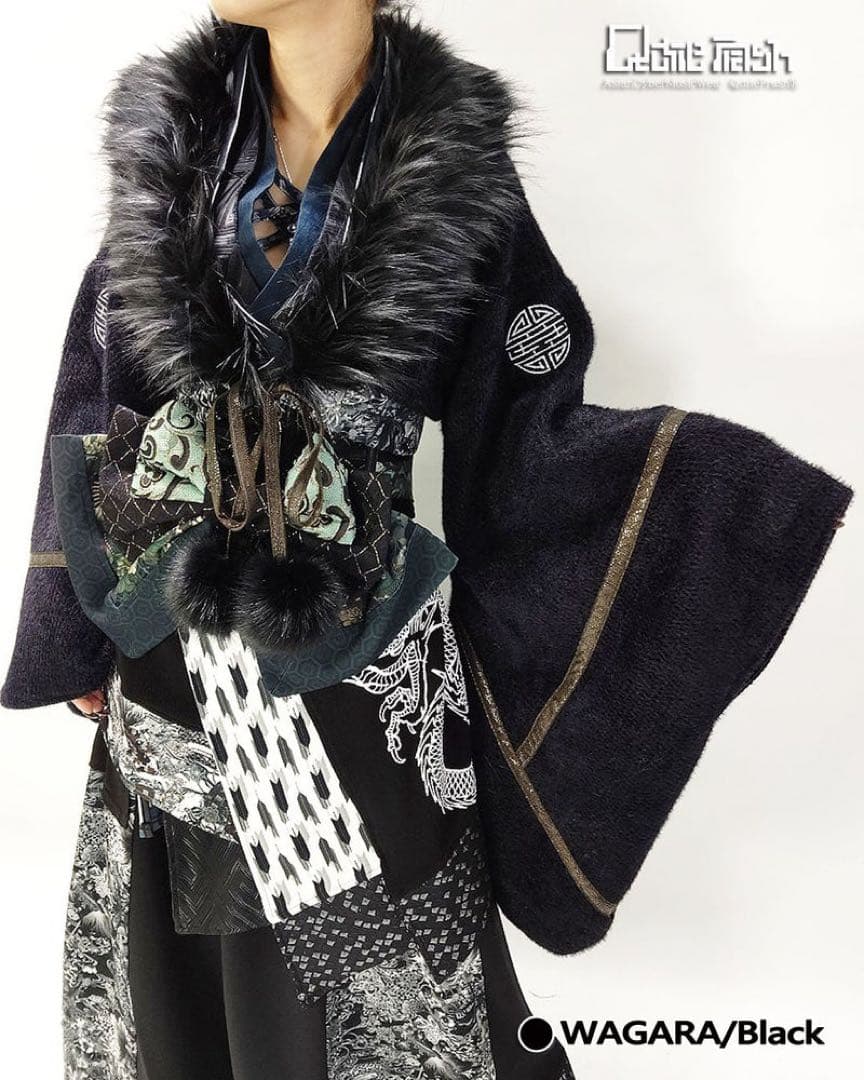 【新品】キューティフラッシュ QutieFrash 衿ファー付き着物カーディガン