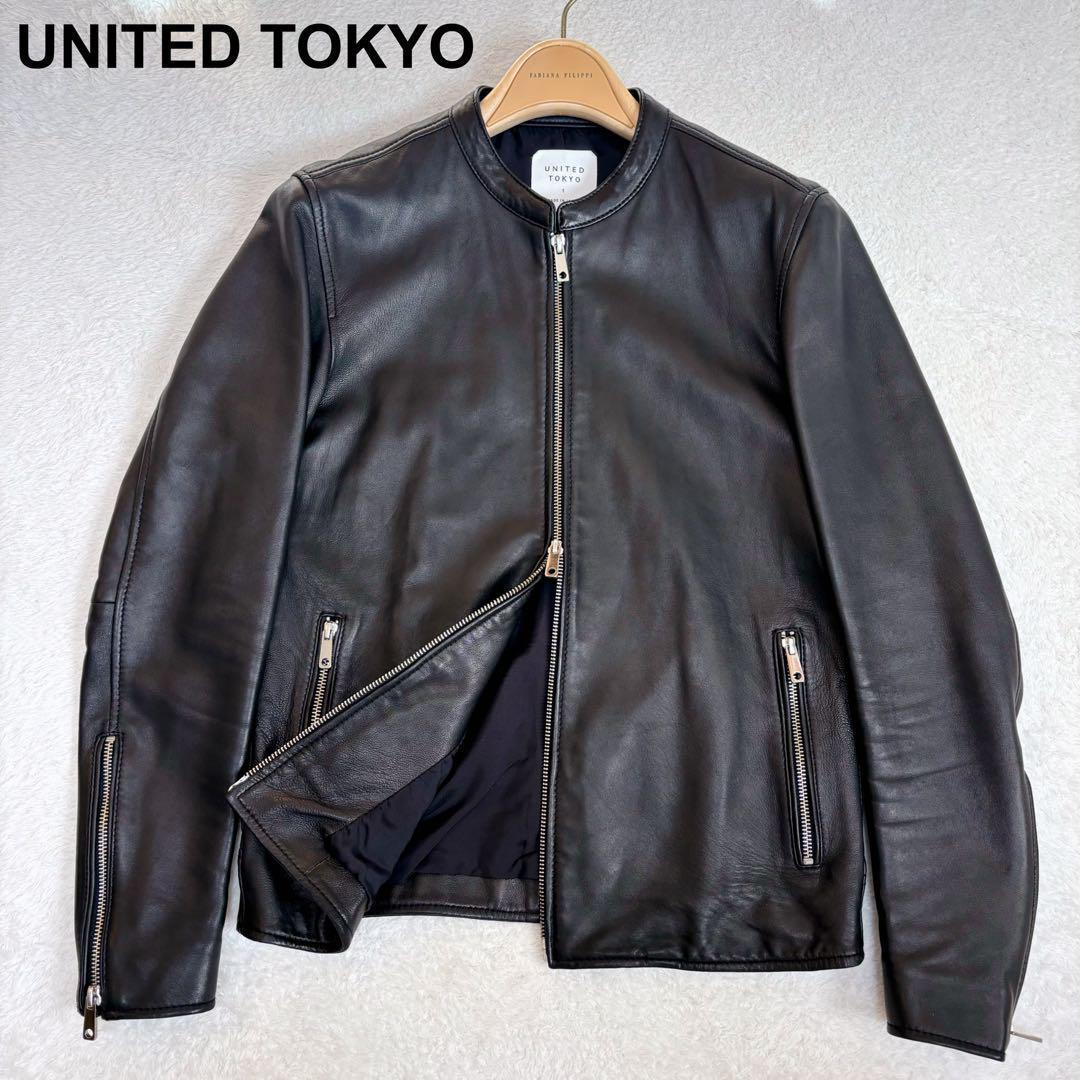 美品♡UNITED TOKYO レザージャケット シングル 羊革 本革 ブラック