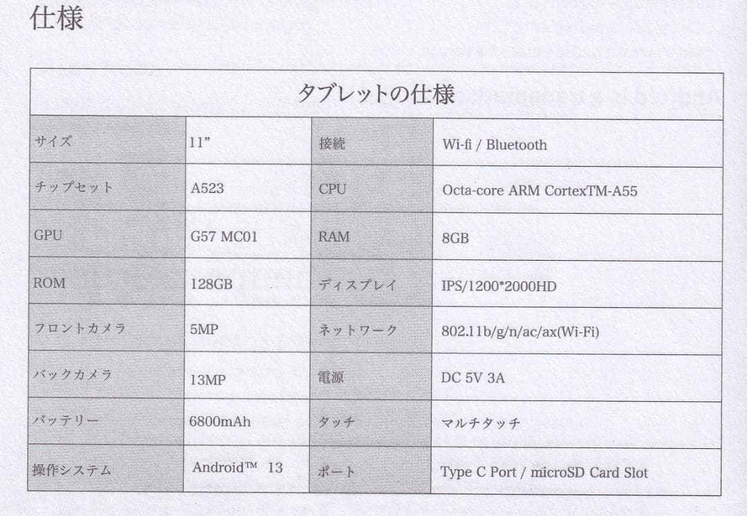 Dewsod C9 Android13 タブレットPC 11インチ ケース付