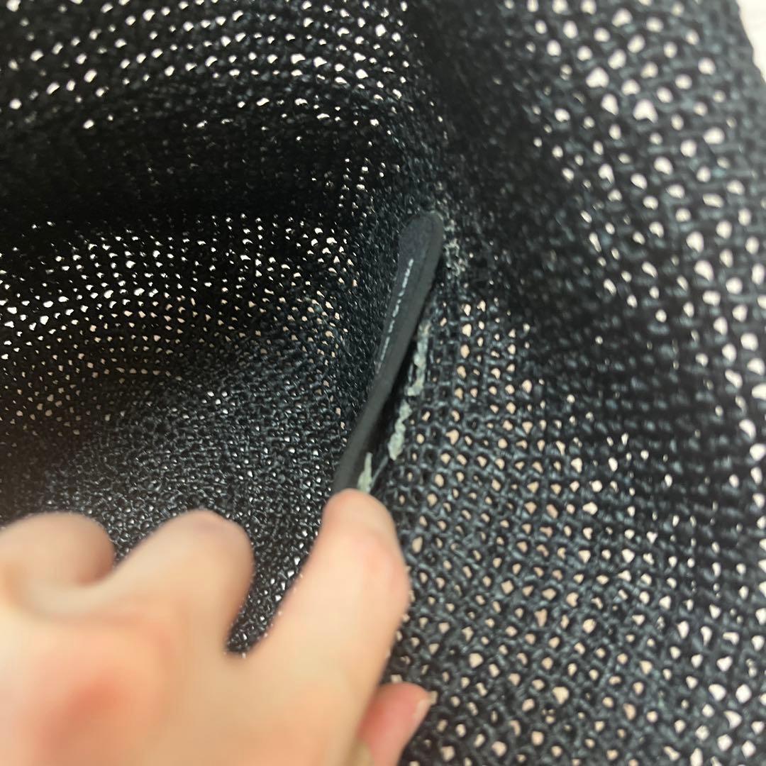 ヘレンカミンスキーラフィア100%ブラック　ブリム8cm 金具ゴールド