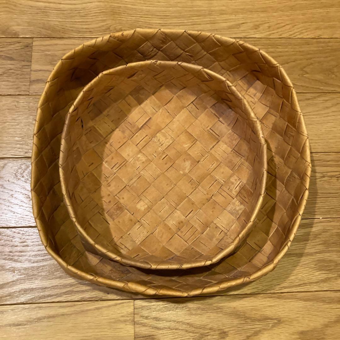 北欧　白樺　かご　バスケット