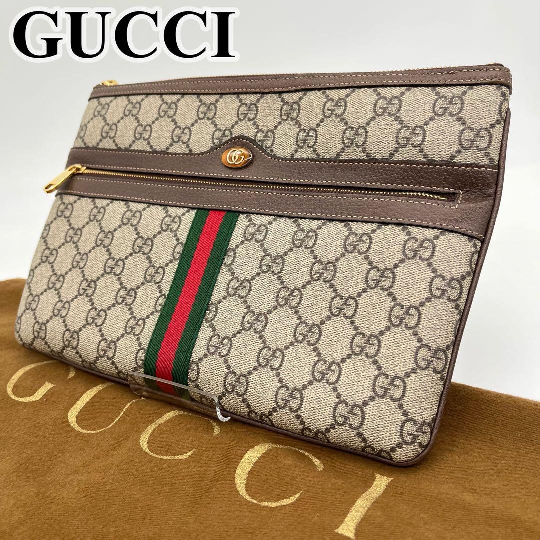 【美品】グッチ クラッチバッグ GGスプリーム マーモント オフィディア PVC