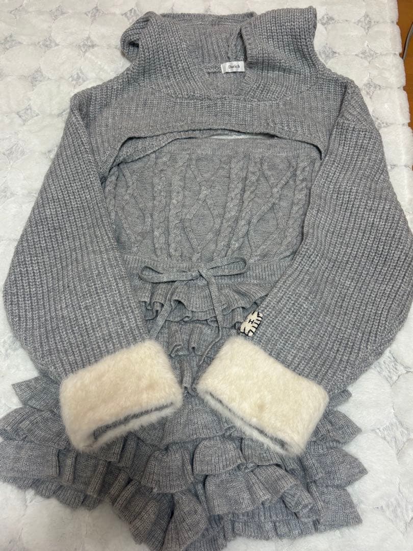 Darich　フリルニットコンビネゾン　グレー　フリーサイズ