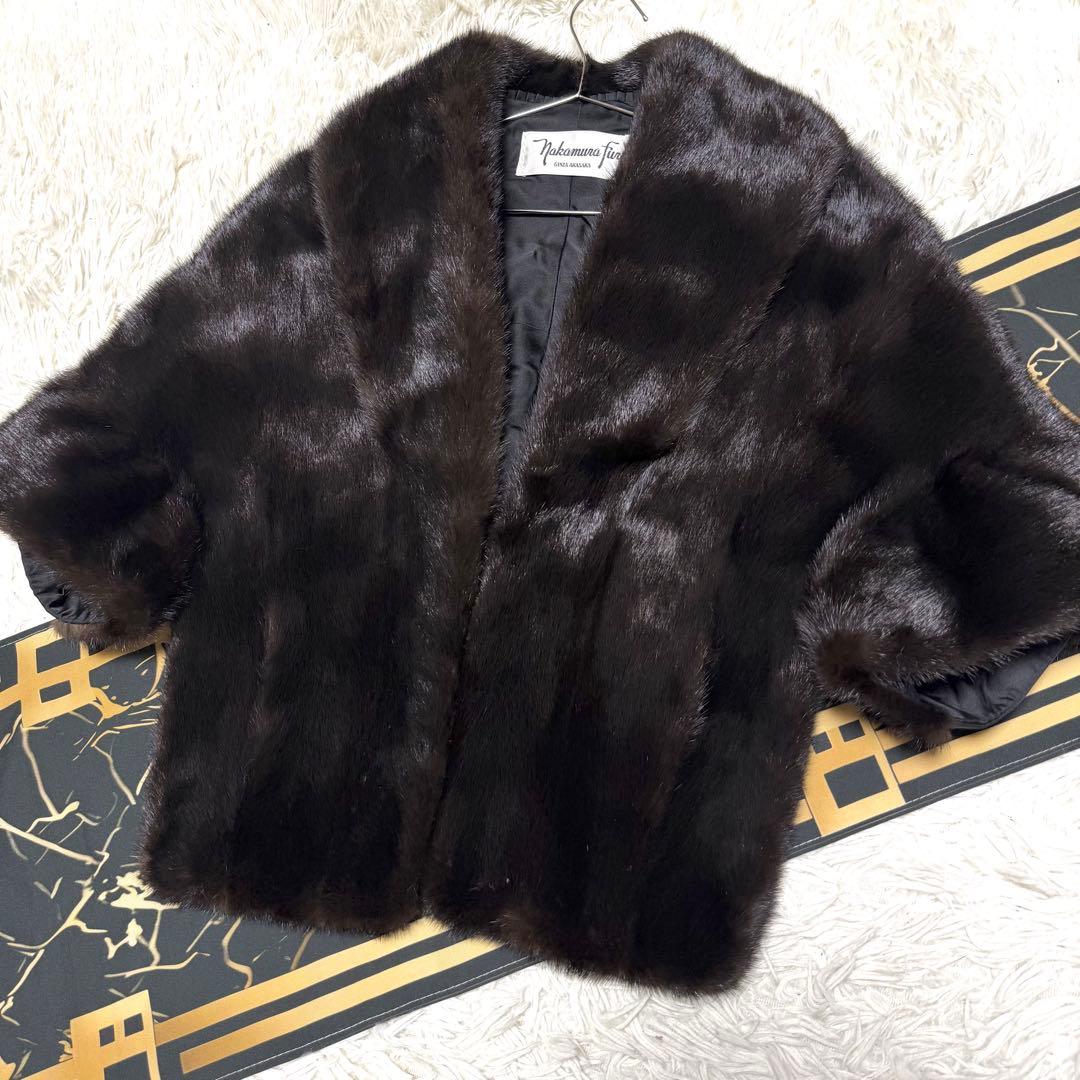 nakamura furミンク ファー ケープ ポンチョ ブラック
