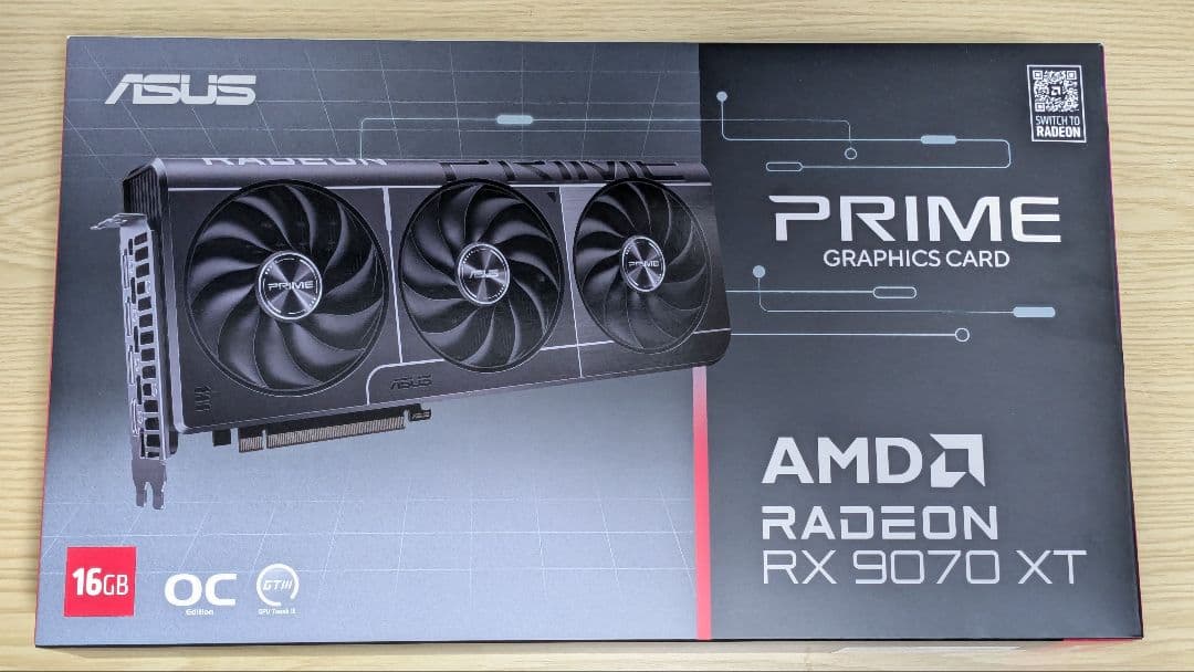 Radeon RX 9070 XT ASUS PRIME 16GB OCモデル