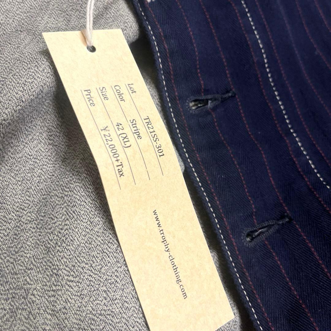 日本製【新品タグ付き】トロフィークロージング ストライプジレベスト42