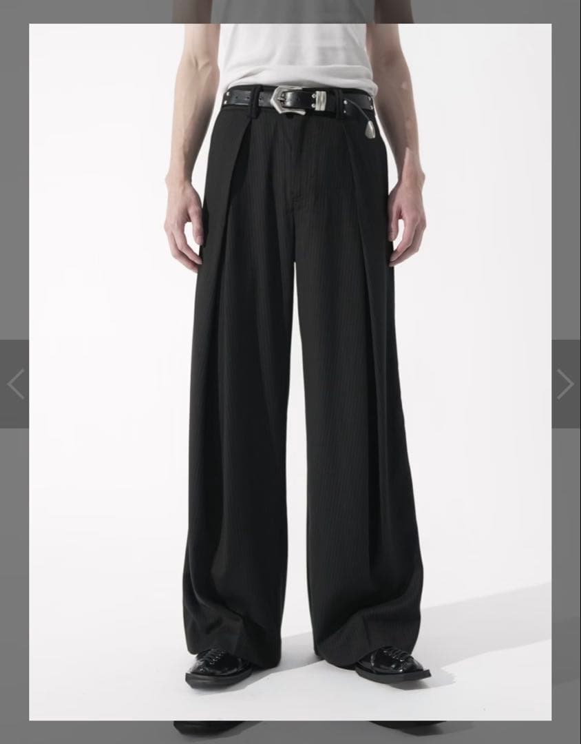 パンツ CS stripe cross tuck drape slacks black