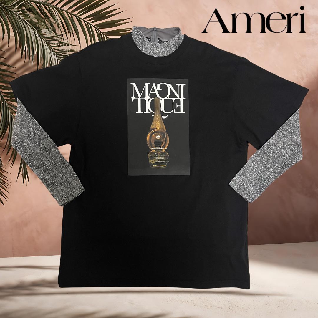 Tシャツ カットソー セット Ameri アメリ 美品 ラメ シルバー 黒