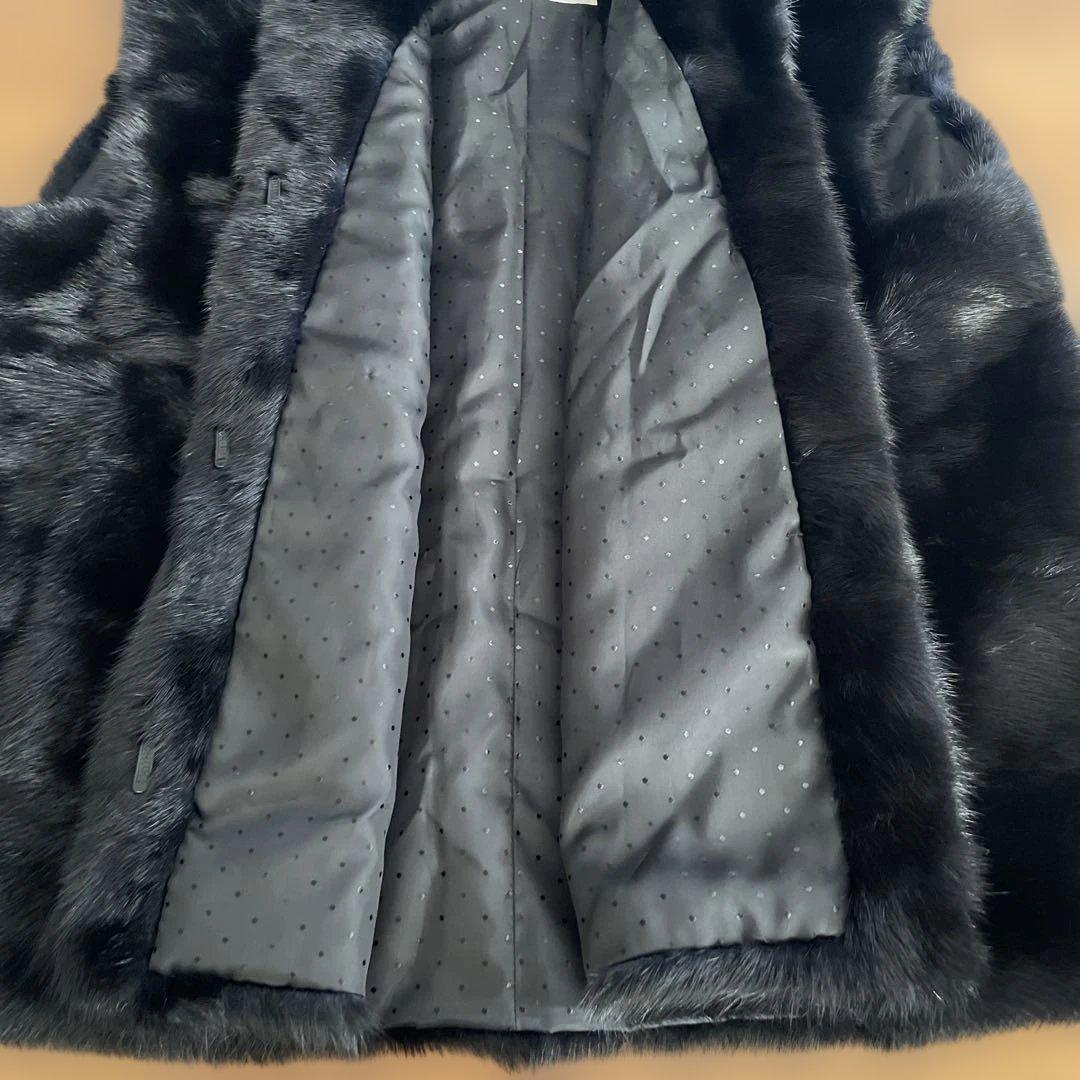 VIOLETA ブラックミンクベストLサイズ