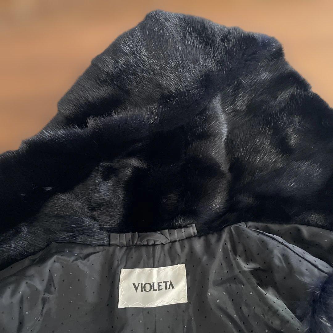 VIOLETA ブラックミンクベストLサイズ