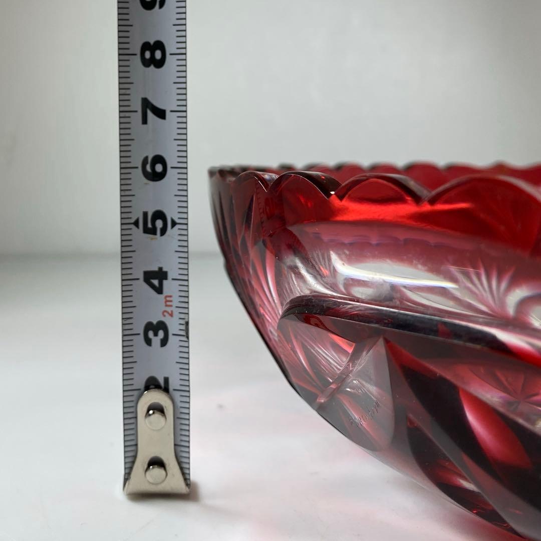 島津　薩摩切子　大皿　共箱　直径24.7㎝　トコヒ　東な7-0210☆2F