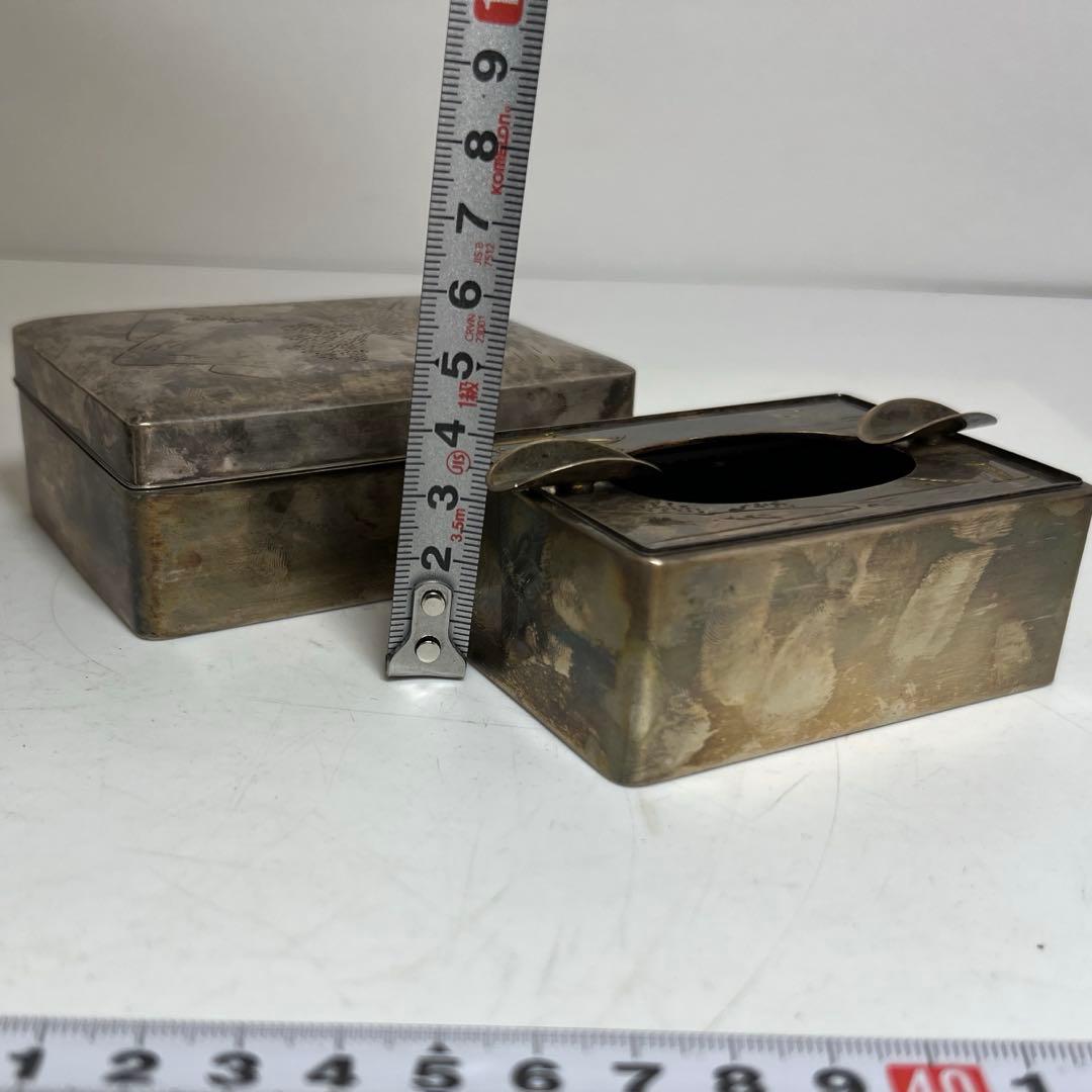 一鶴斎造　銀製　煙草セット　共箱　468g トニカ　東さ8-0126☆2F