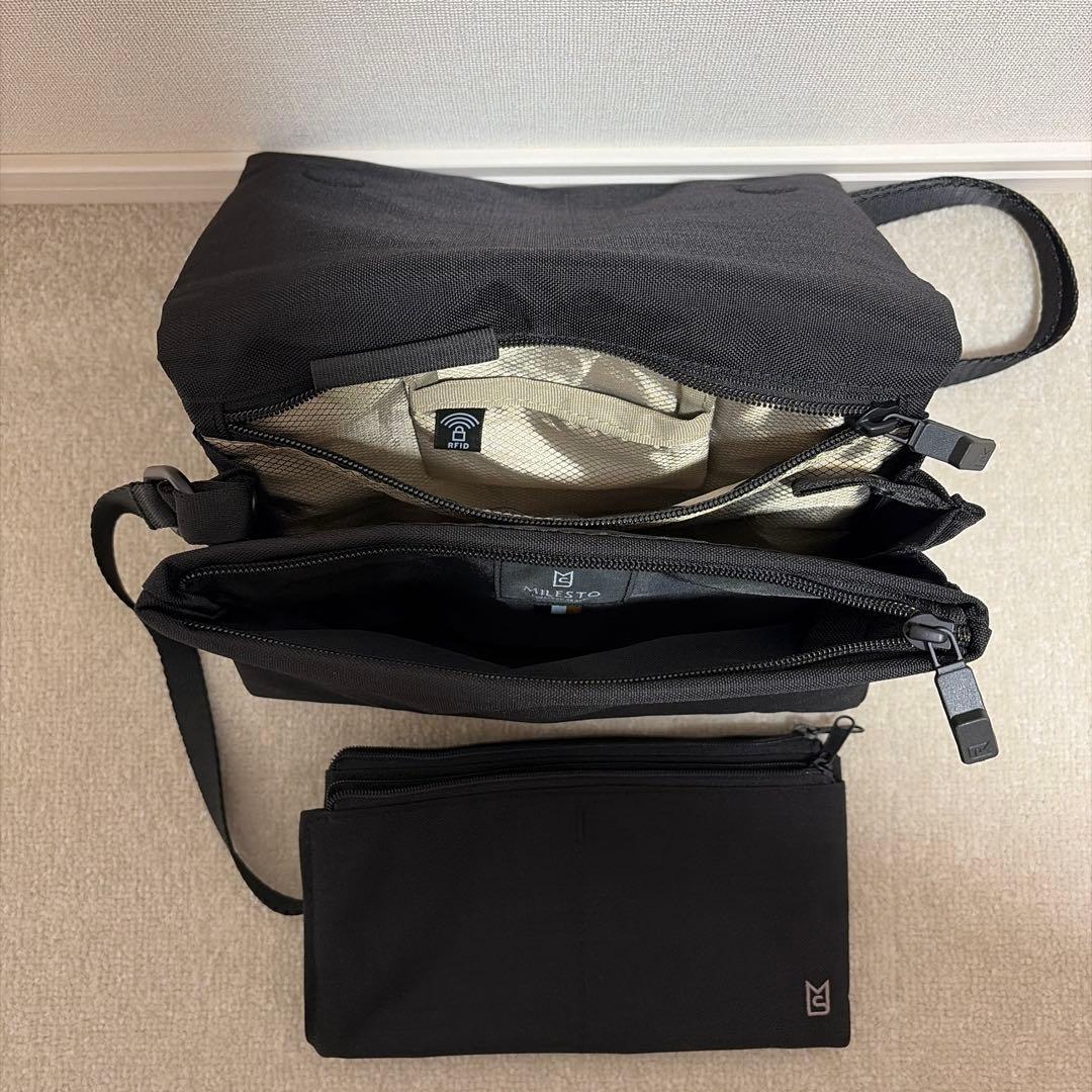 MILESTO STLAKT マルチセキュリティショルダーバッグ ヘザーブラック