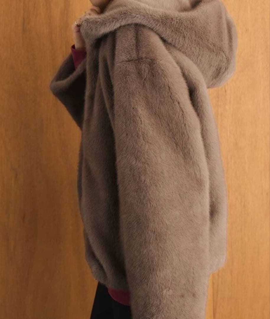 SLOBE IENA FAKEファーフードブルゾン　ベージュ　完売