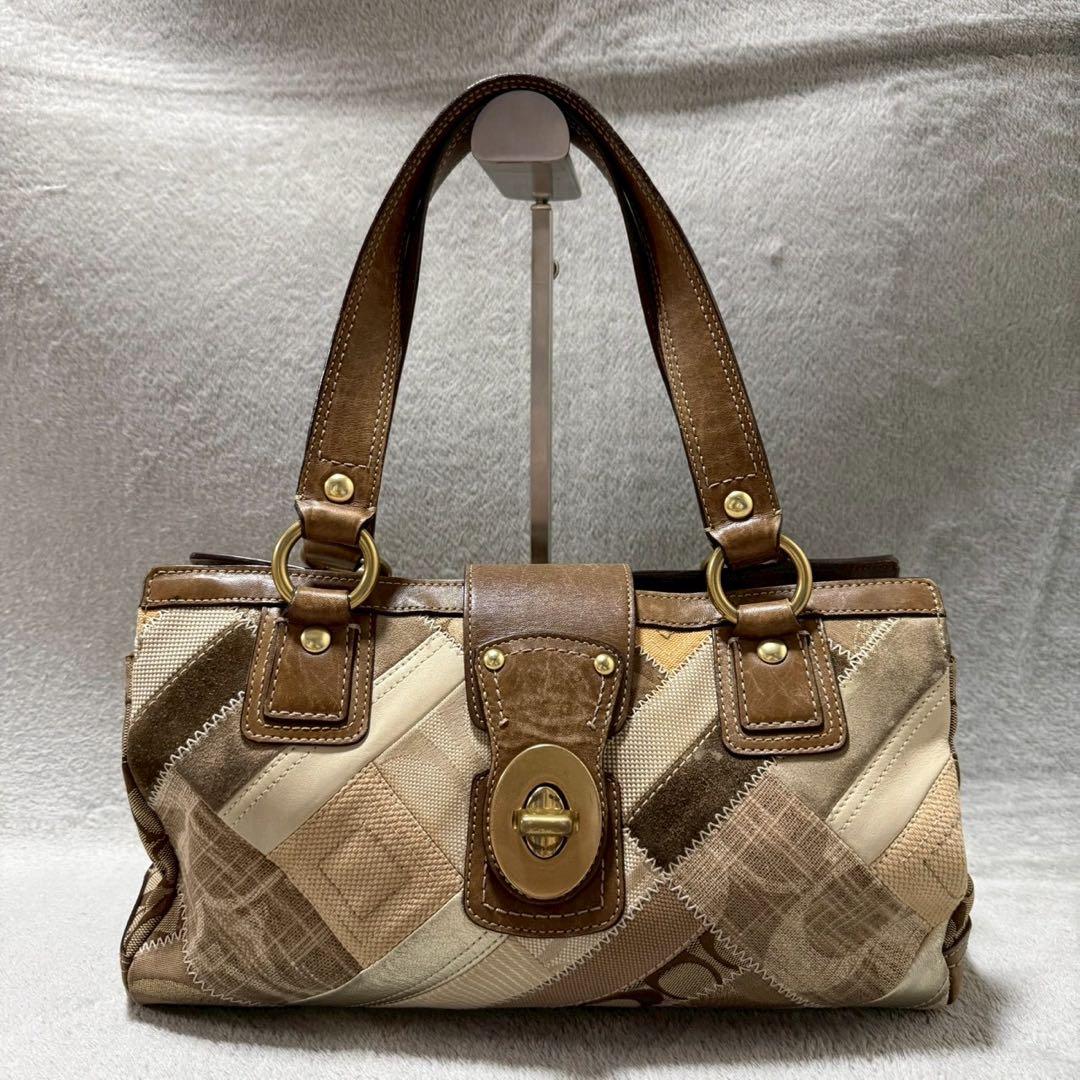 バッグ Coach Signature Patchwork Tote Bag Brown