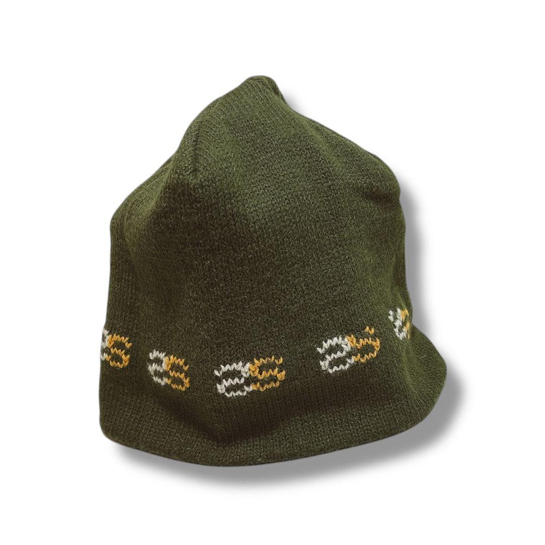 h*a様 希少✨90s OLD STUSSY S総柄 ニットキャップ オリーブ