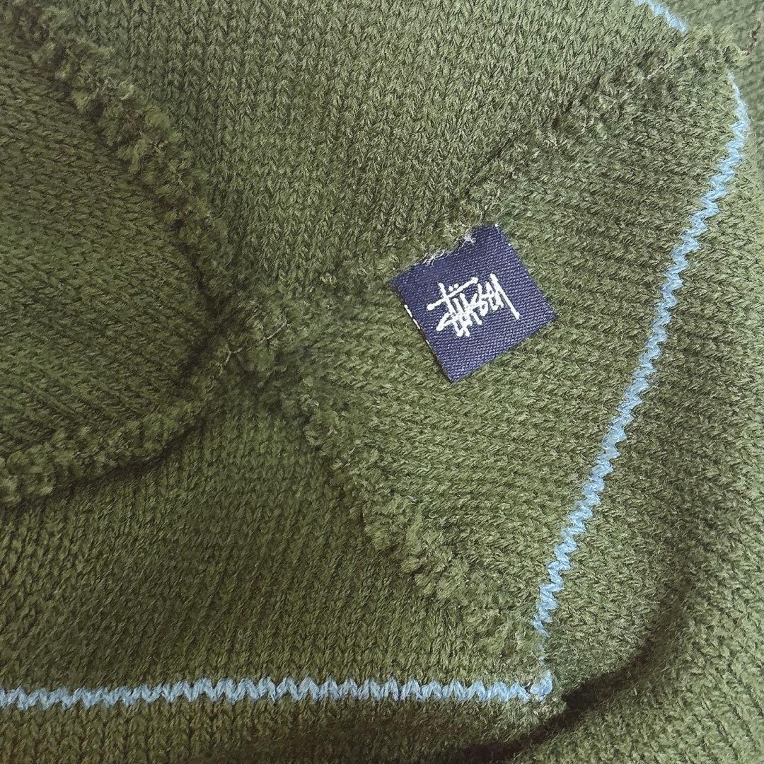 h*a様 希少✨90s OLD STUSSY S総柄 ニットキャップ オリーブ