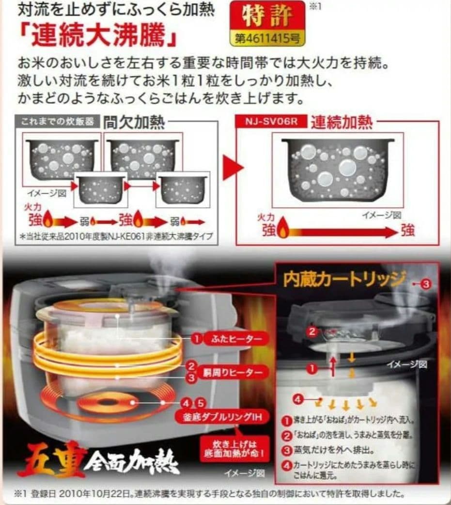 三菱 炊飯器 3.5合 備長炭炭炊釜 藍墨　NJ-SV06R　2023年製　極美