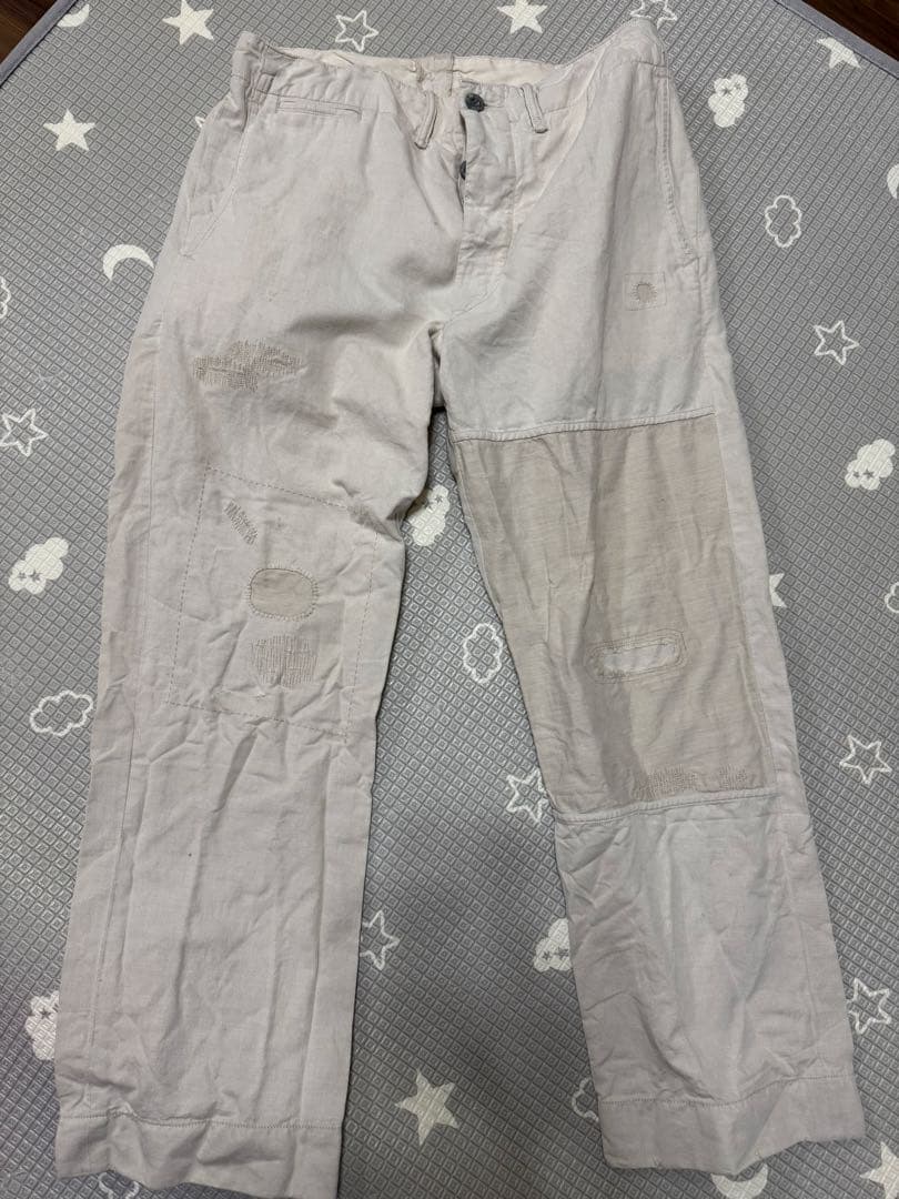 RRL パッチワークデザイン ワークパンツ 薄いベージュ