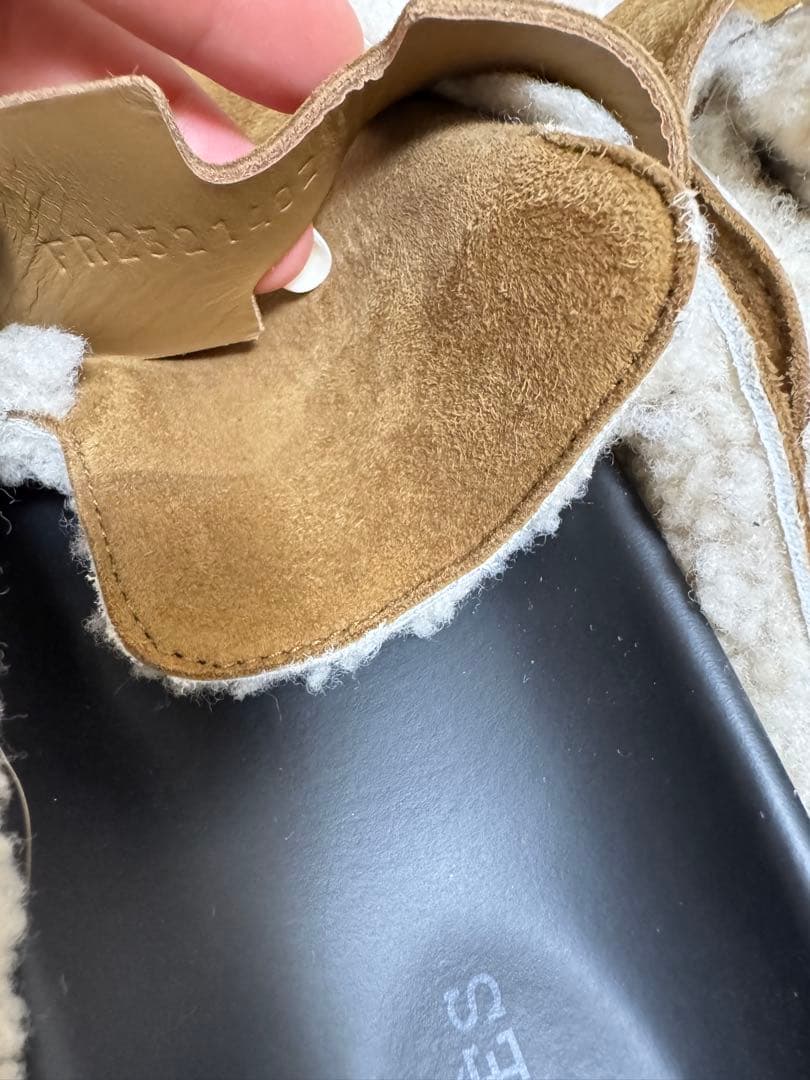 エルメス サンダル 37.5 ミュール ゴー ムートン ブラウン 24.5cm