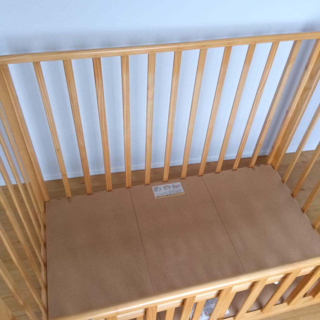 【美品】KATOJI ベビーベッド レギュラーサイズ 木製 キャスター付き