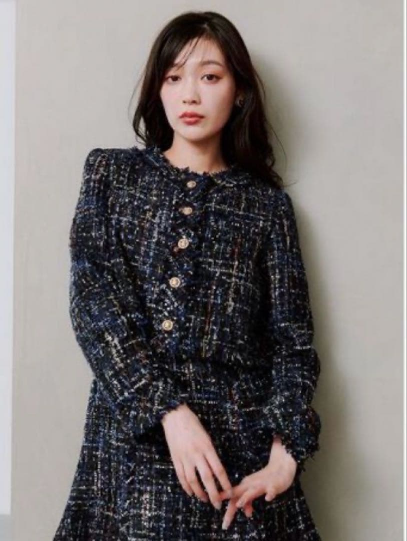 スナイデル　ツイードジャケット　ネイビー　今期　SNIDEL