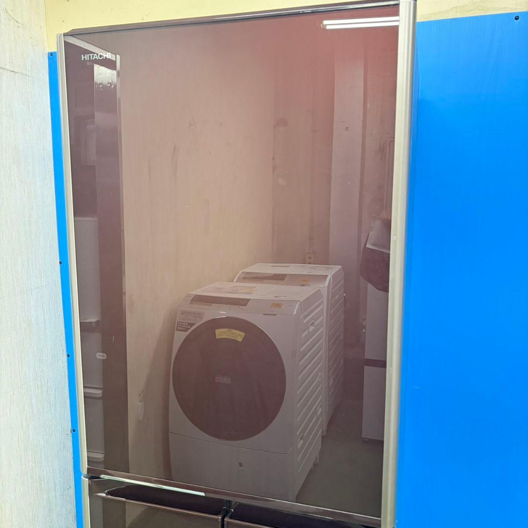 635 鏡面　ガラストップ　5ドア　ファミリー　冷蔵庫　大型　右開き　400L強