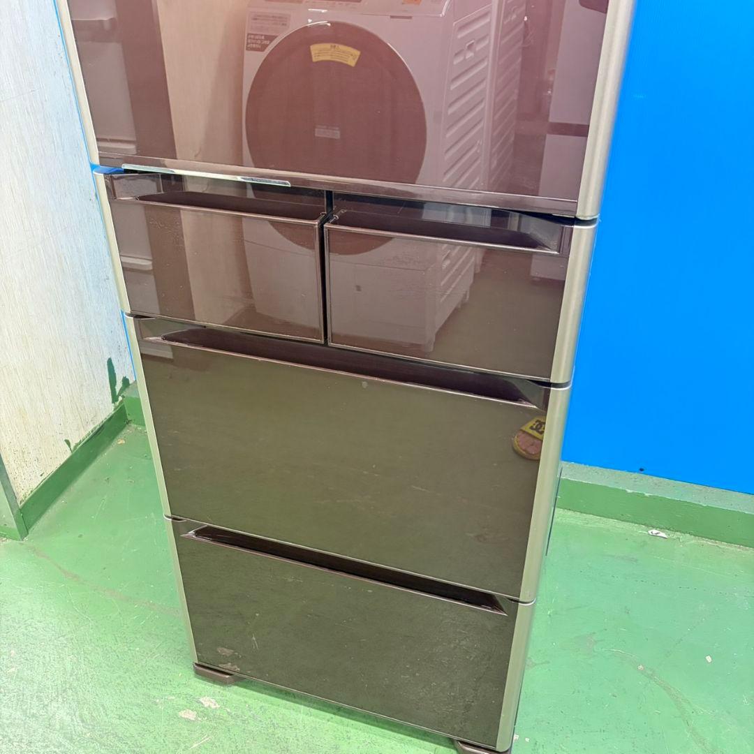 635 鏡面　ガラストップ　5ドア　ファミリー　冷蔵庫　大型　右開き　400L強