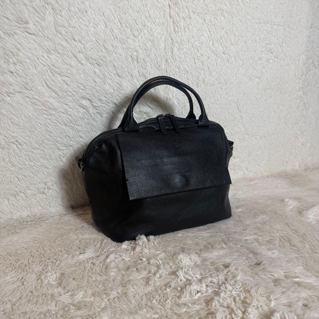 ほぼ未使用 ear PAPILLONNER レザーフラップ2WAYバッグ S 黒