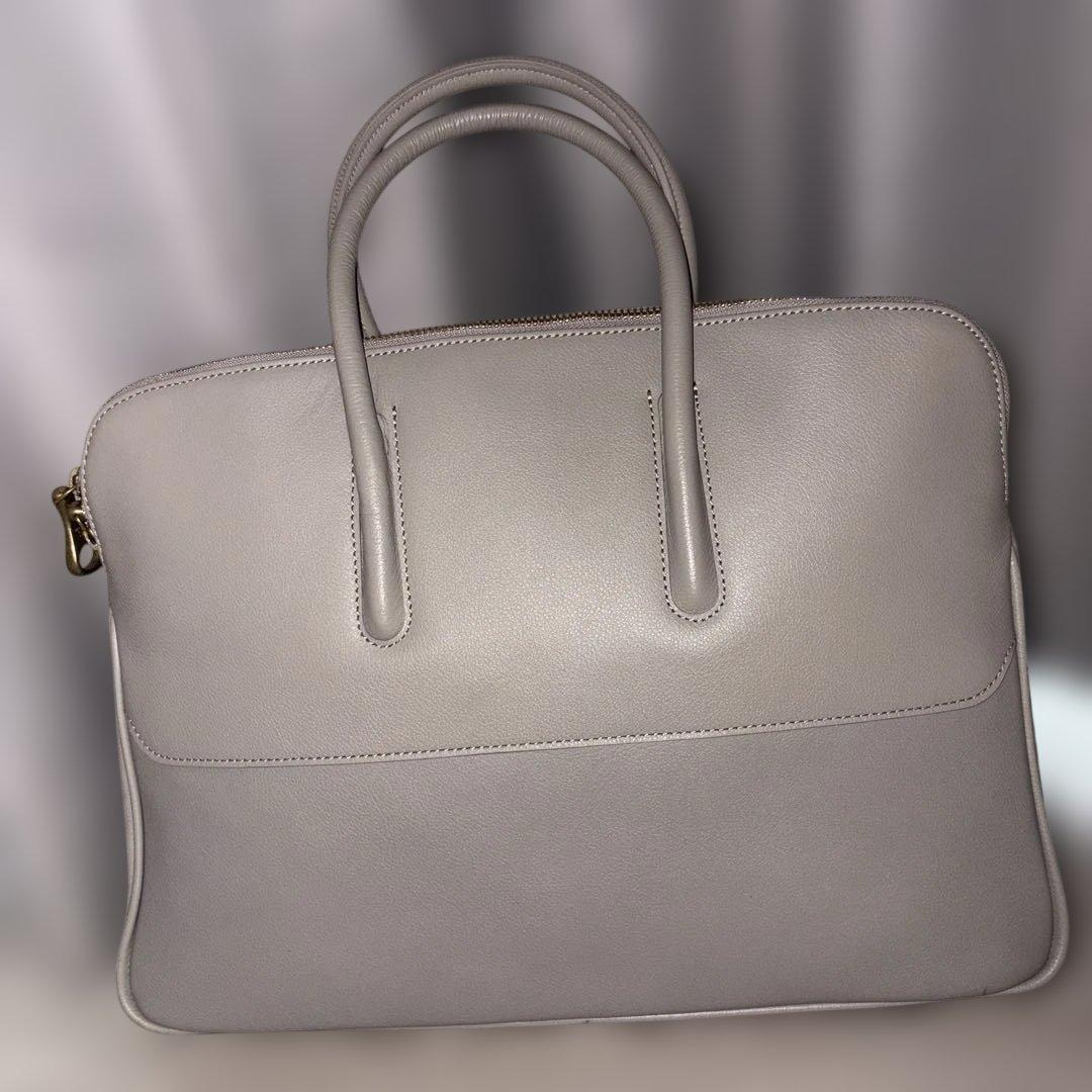 TOFF&LOADSTONE グレー レザービジネスバッグ