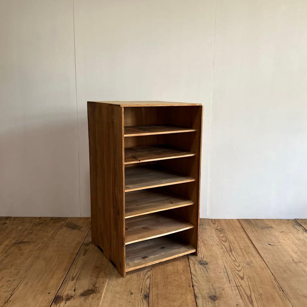 アンティーク 仕切り棚 チェスト 食器棚 書類棚 無垢材 無塗装 z849