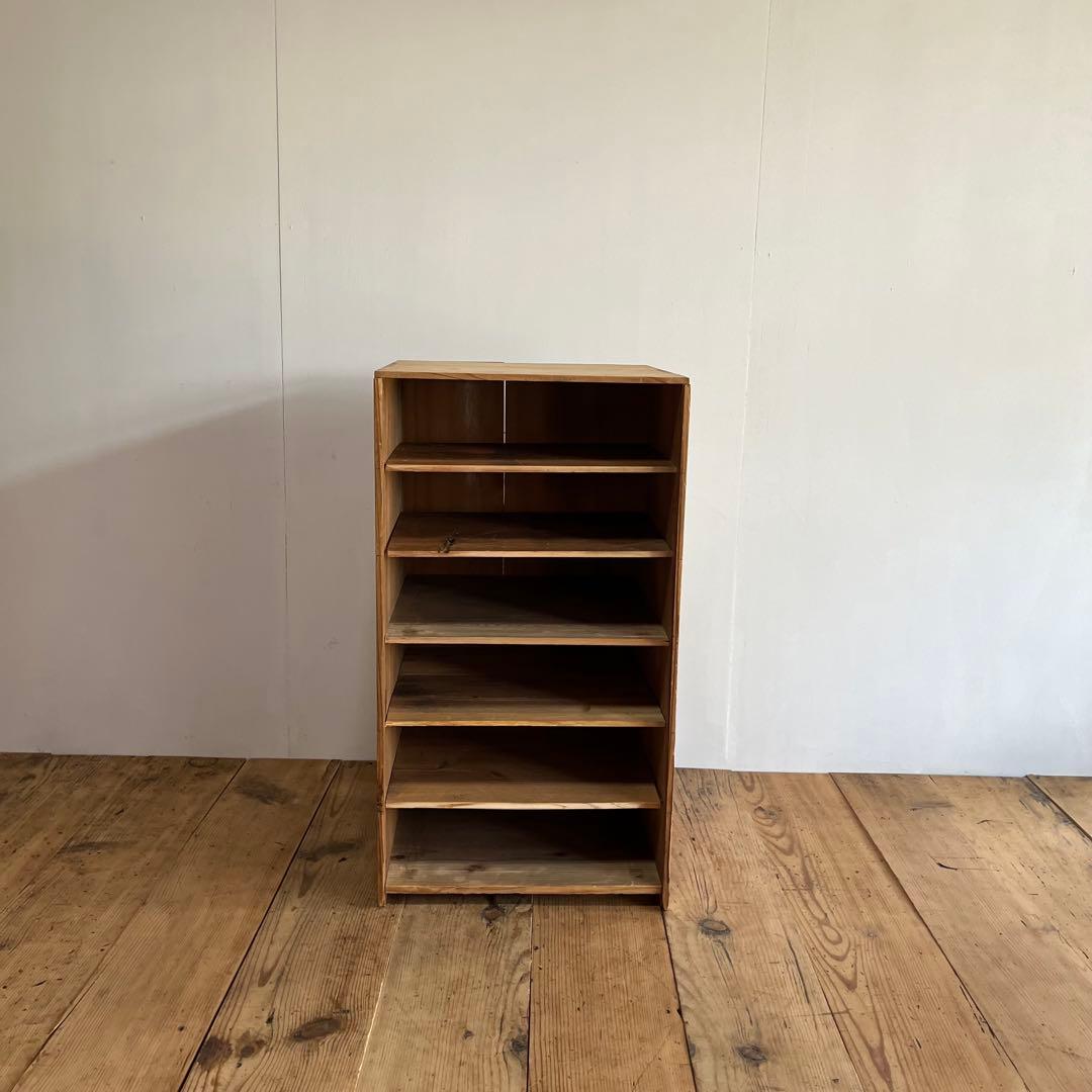 アンティーク 仕切り棚 チェスト 食器棚 書類棚 無垢材 無塗装 z849