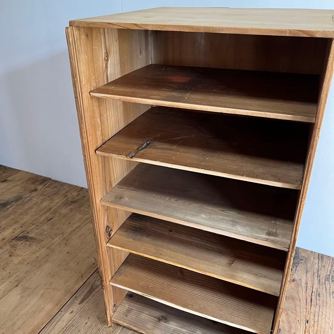 アンティーク 仕切り棚 チェスト 食器棚 書類棚 無垢材 無塗装 z849